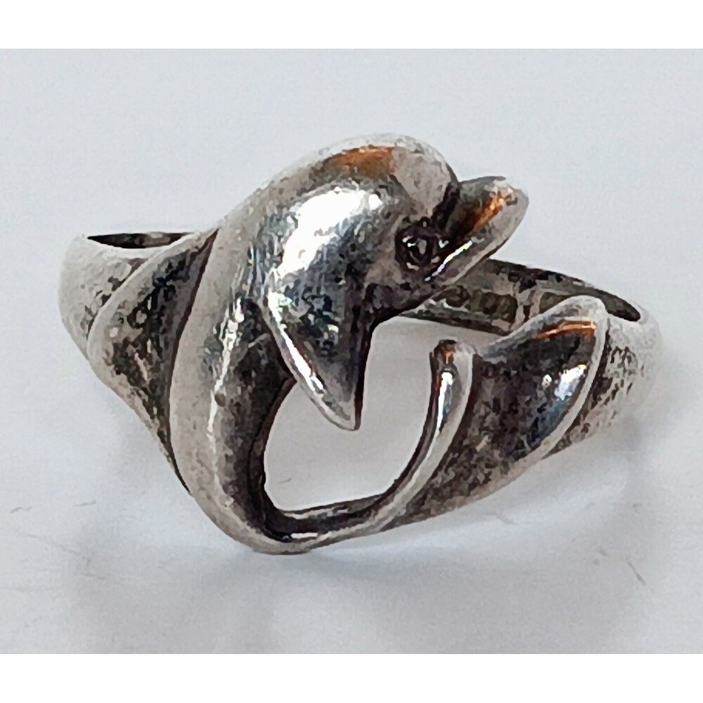 Vintage 1970-1980 925 Sterling Silver Korea Dolphin Ring Size 6 - 2.3 grams